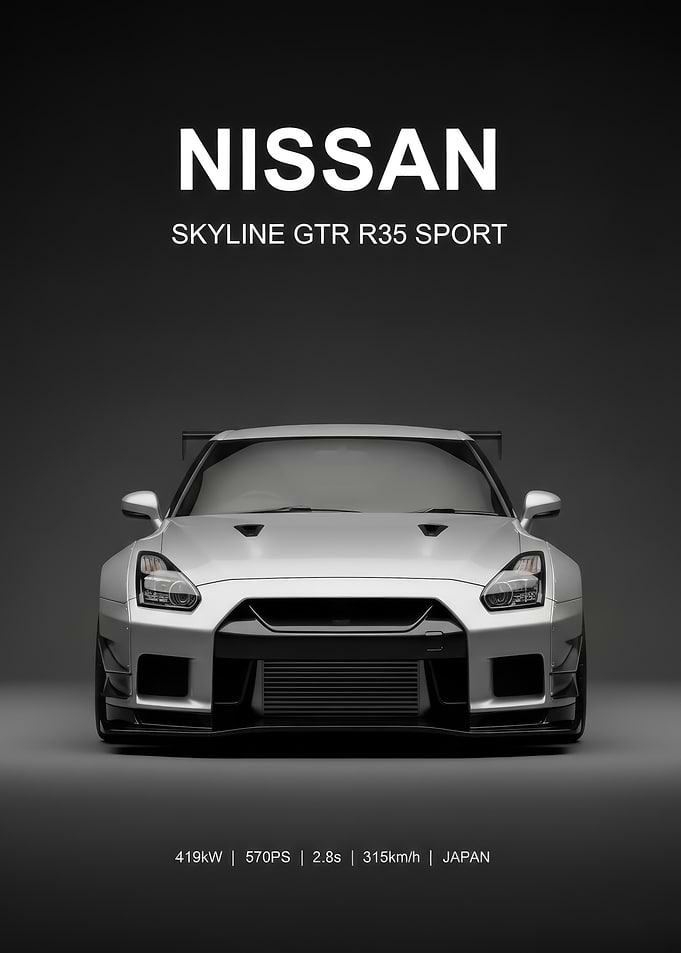 silver Nissan Skyline GTR R35 Sport poster