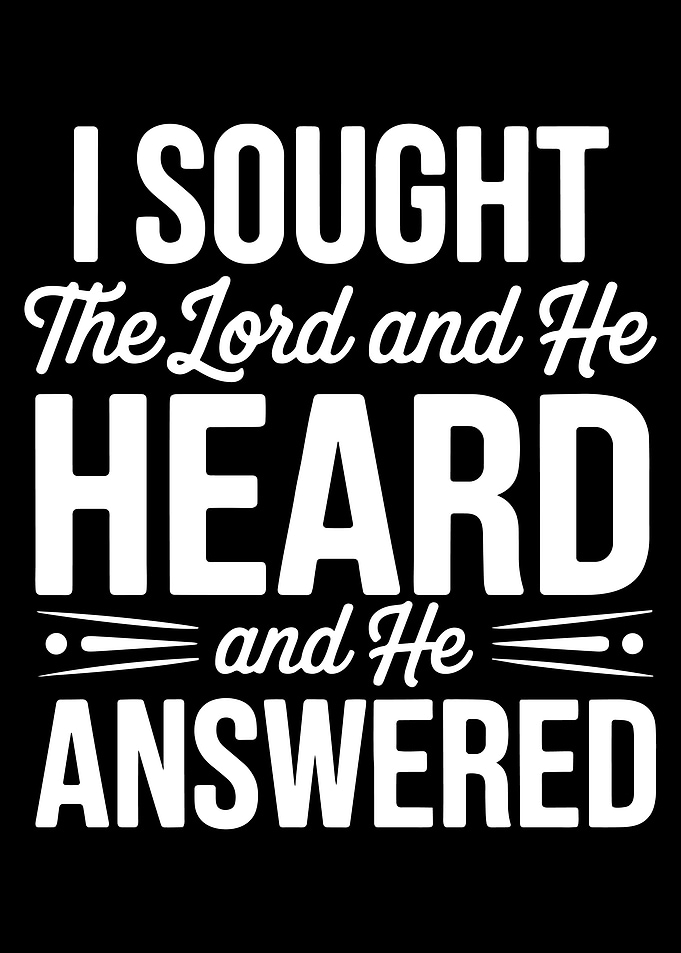 I Sought The Lord Poster, Christian Faith Wall Art, Answered Prayer Minimalist Print
