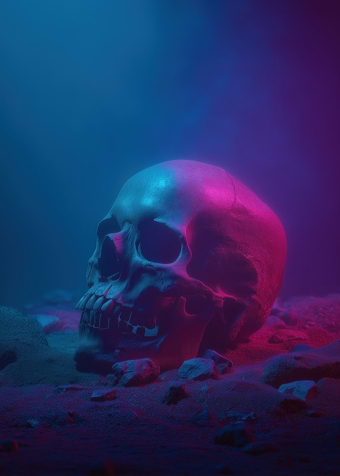 Skull in Neon Light