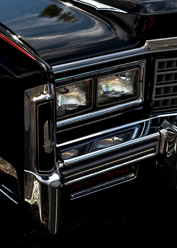 Classic Black Cadillac Front End