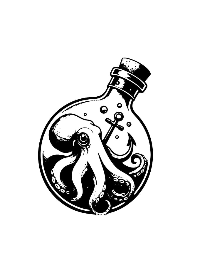 Octopus in a Bottle with Anchor