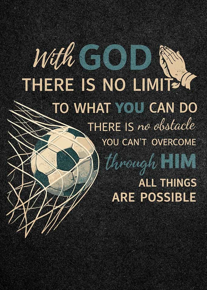 Inspirational Soccer Quote with Praying Hands