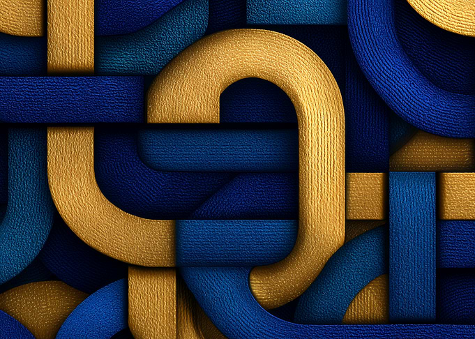 Golden Blue Interlace Weave