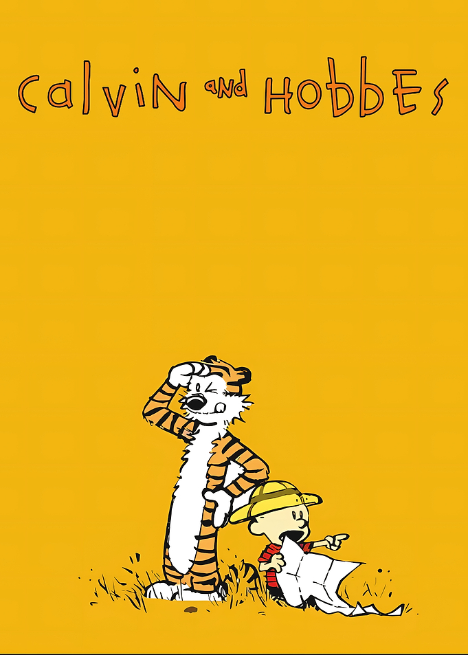 Calvin and Hobbes Looking at a Map