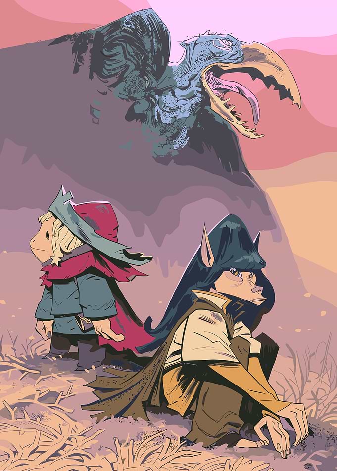 Fantasy creatures and bird of prey