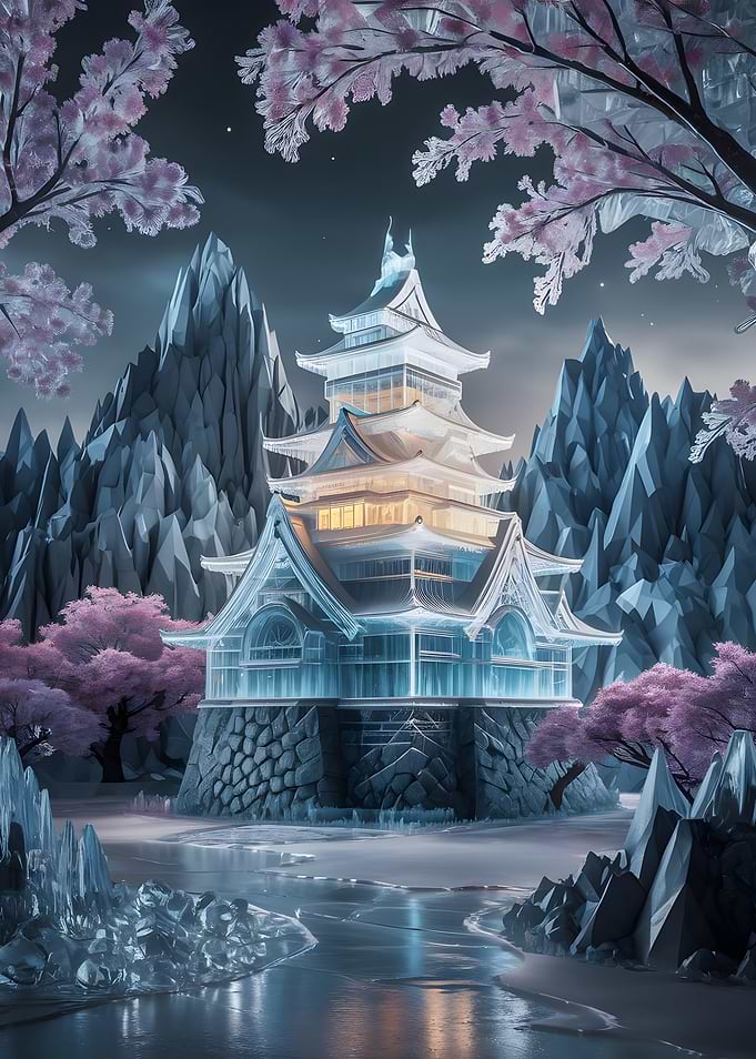 Ice Castle with Cherry Blossoms