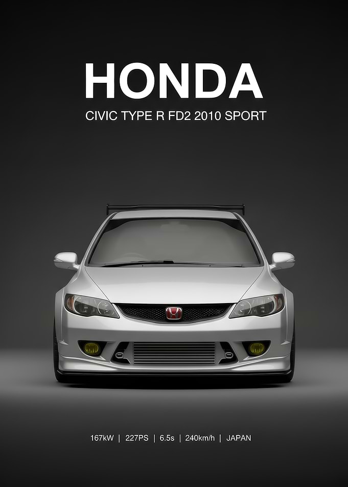 silver Honda Civic Type R FD2 Sport poster