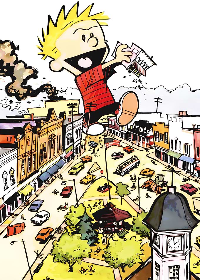 Giant Calvin stomping through town