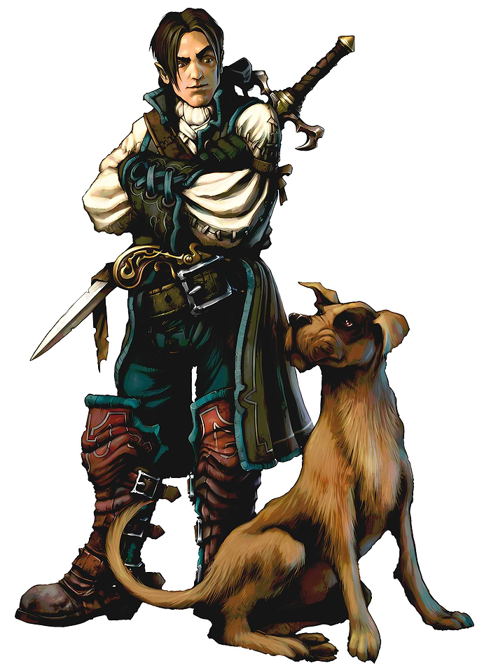 Fable character with dog