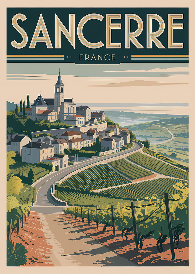 Sancerre France Vintage Poster