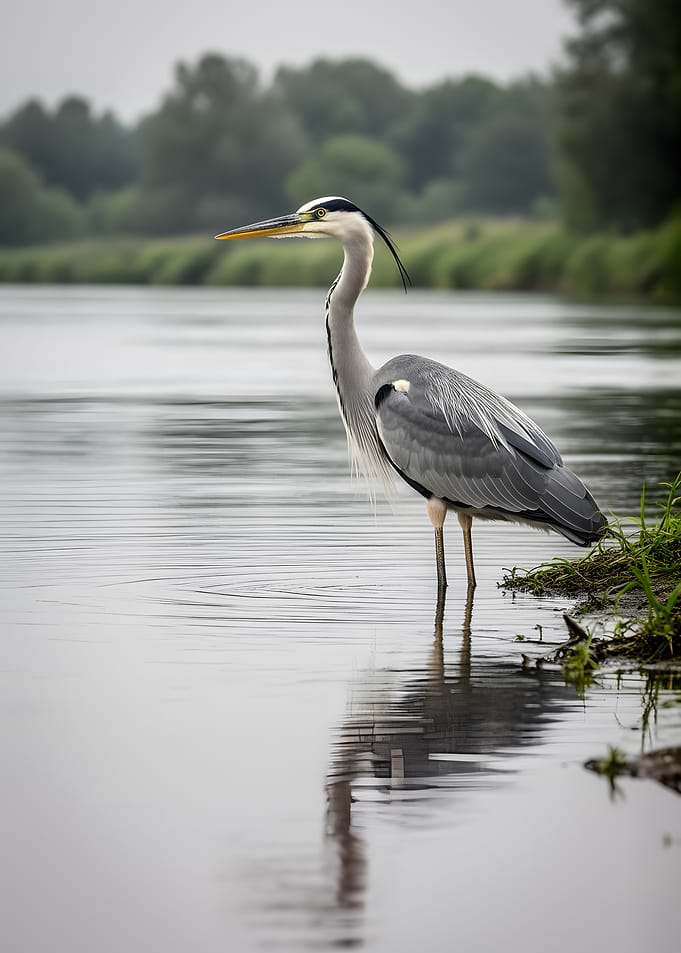 Heron standing in water