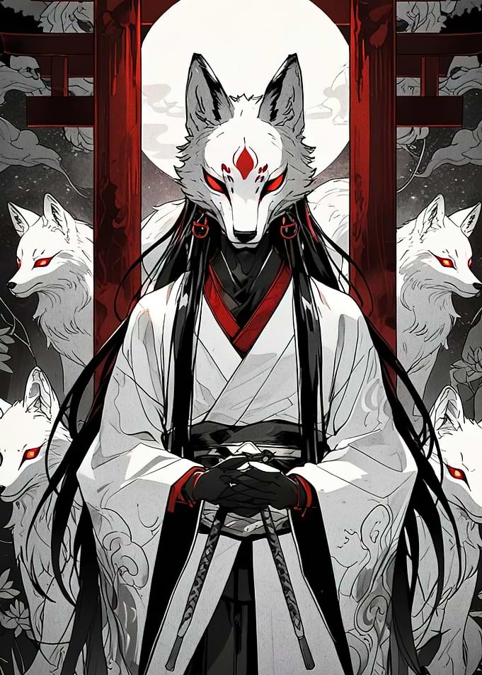 Kitsune Spirit with Fox Companions