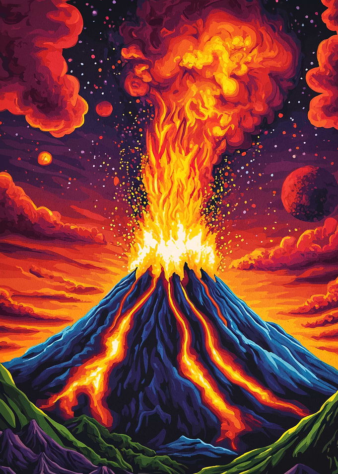 Volcano Eruption in Space
