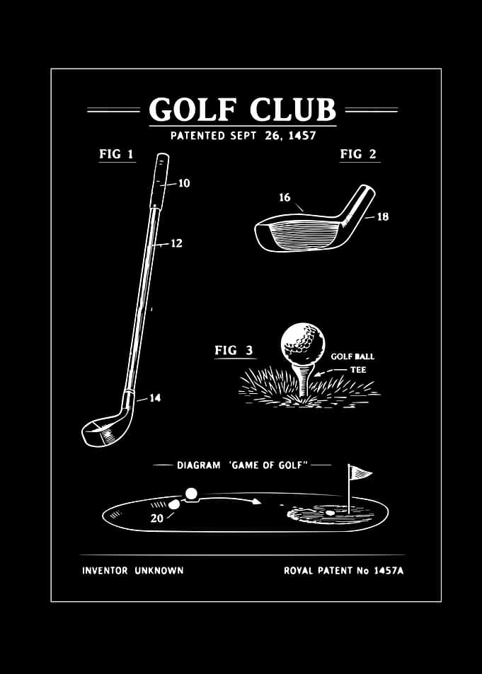 Vintage Golf Club Patent Drawing