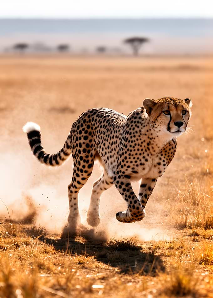 Cheetah running in the savanna