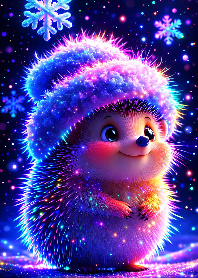 Great Art Cute Hedgehog in Winter Hat