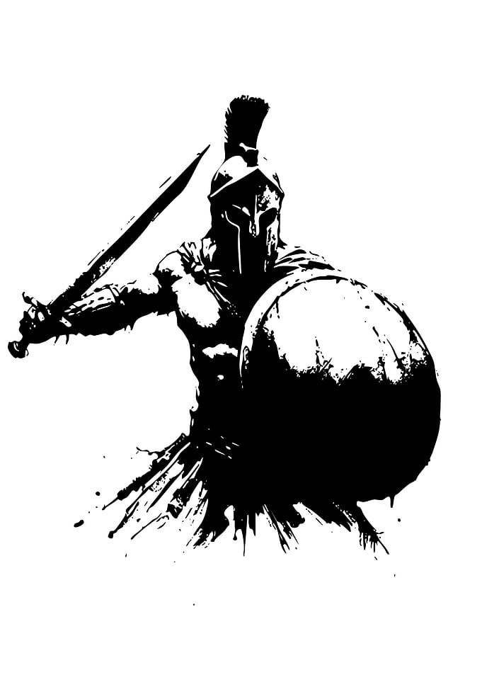 Spartan Warrior with Sword and Shield