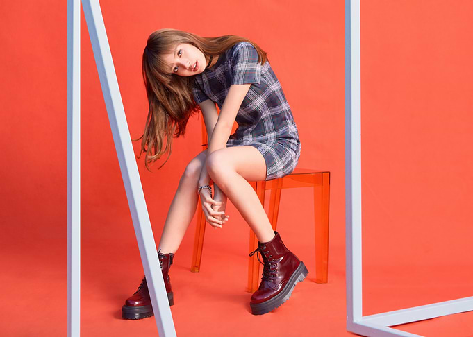 Lisa in Plaid Dress and Boots