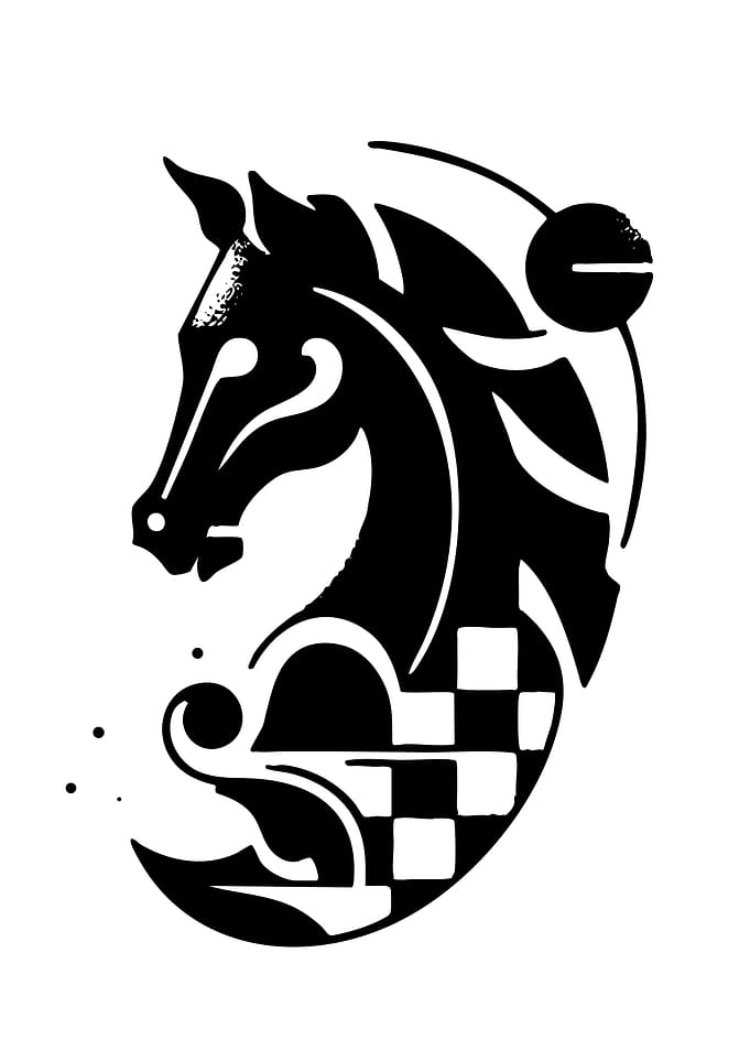 Stylized Black Horse Chess Piece