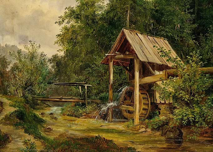 Watermill by a Stream