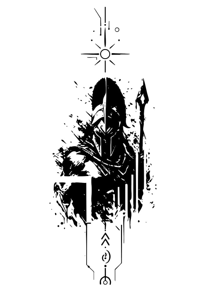 Spartan Warrior with Sun Symbol