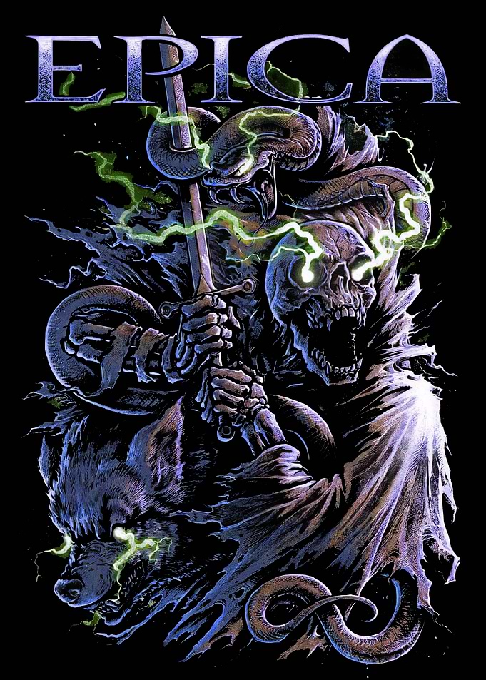 Epica Skeleton Warrior with Wolf and Serpent