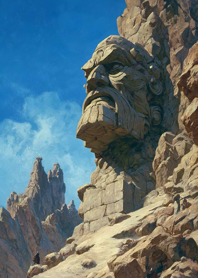 Giant Stone Face Carved into Mountain