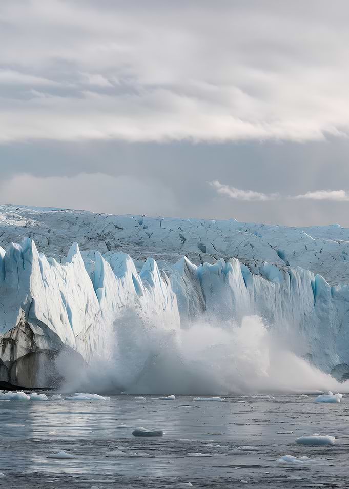 Glacier calving into the ocean