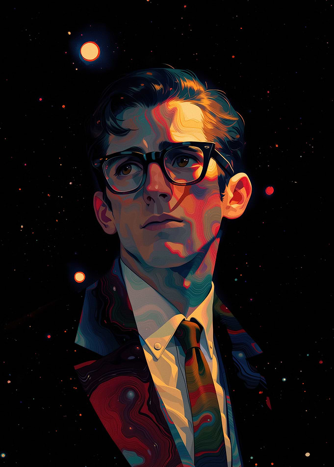 Man in Glasses in Space