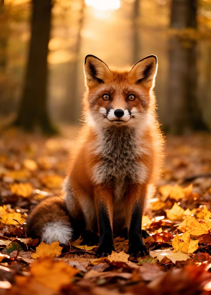 Red Fox in Autumn Forest