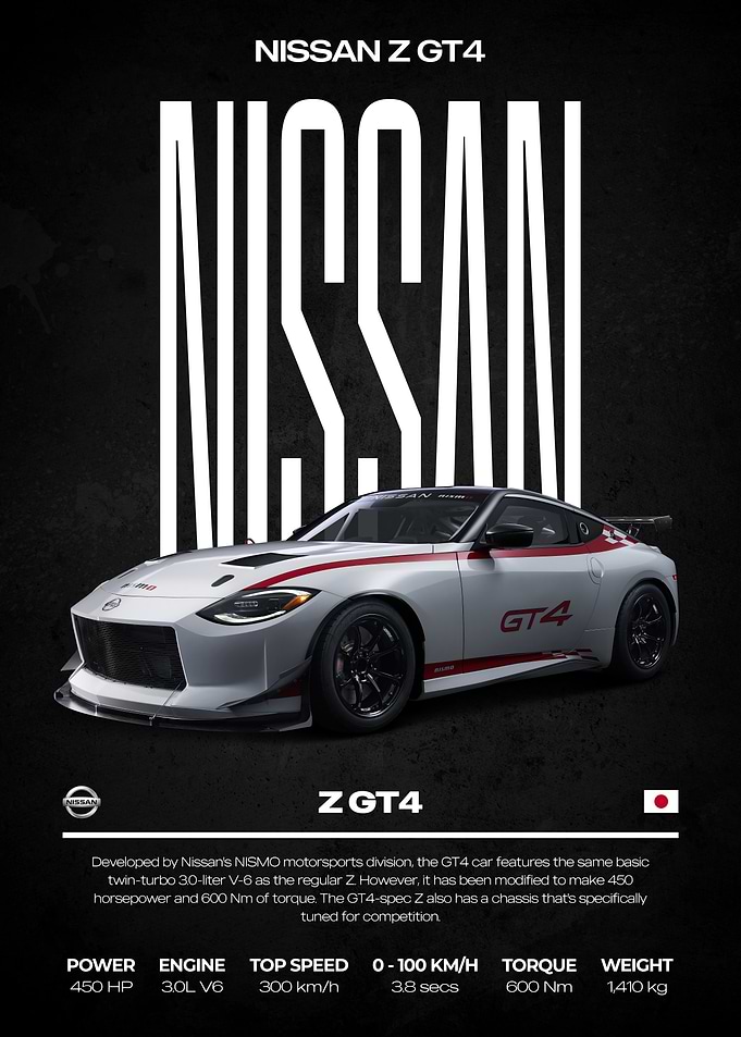 Nissan Z GT4 Race Car Poster