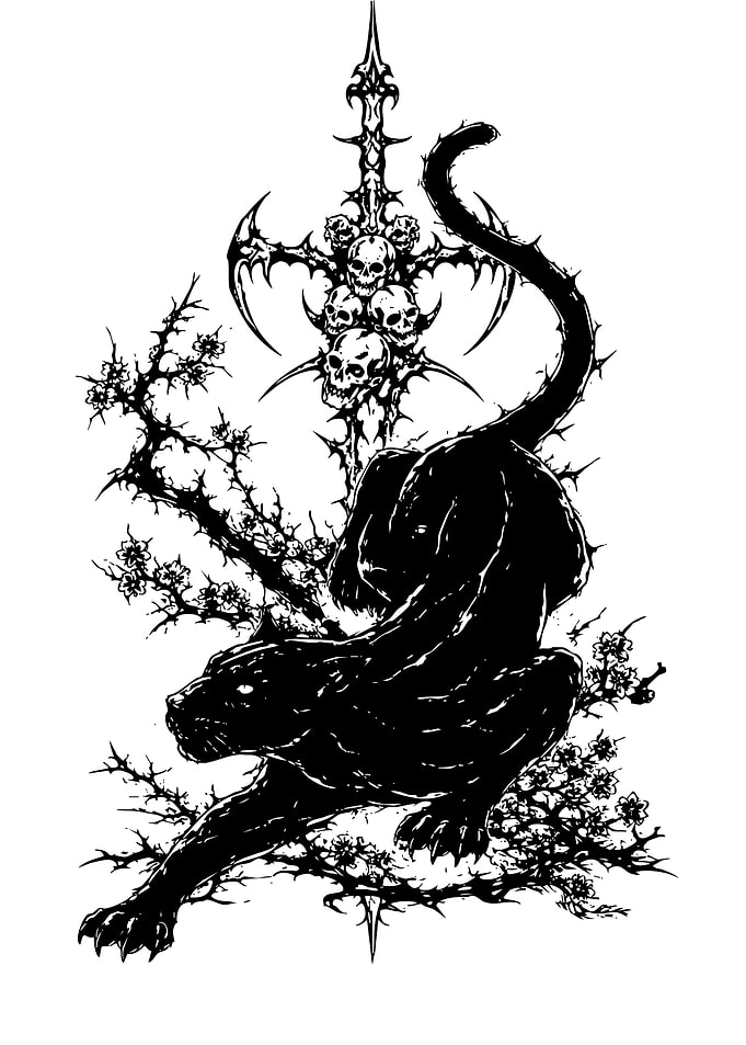 Black Panther with Skulls and Thorns