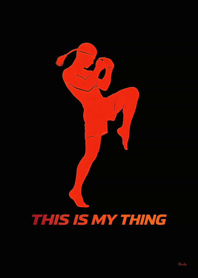 Minimalist Muay Thai Lifestyle Silhouette
