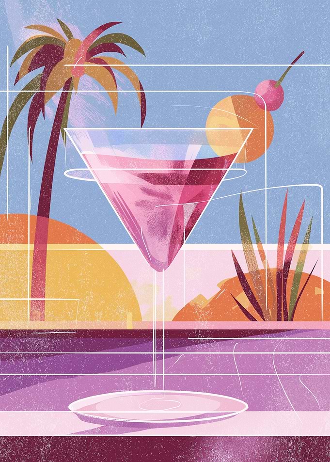 Tropical Martini with Palm Tree