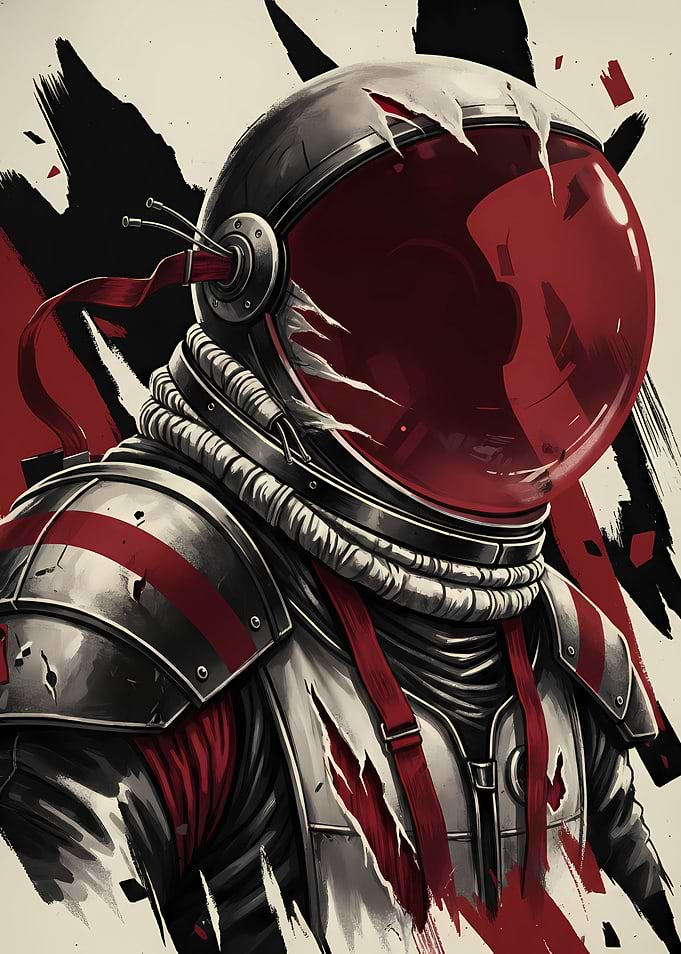 Astronaut with Red Helmet and Scars