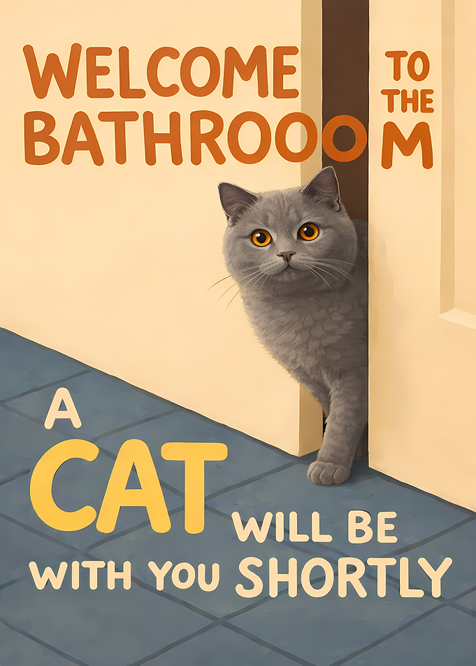 Cat Welcoming to the Bathroom