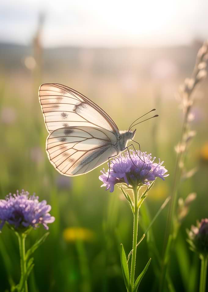 Butterfly on a purple flower