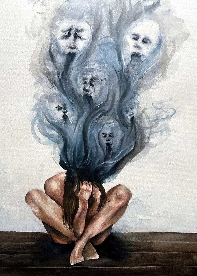 Woman's mental anguish depicted in art
