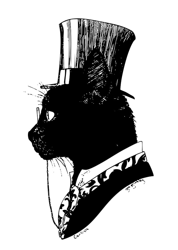 Dapper Black Cat in Top Hat