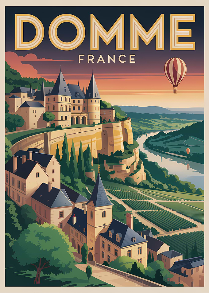 Domme France Vintage Poster