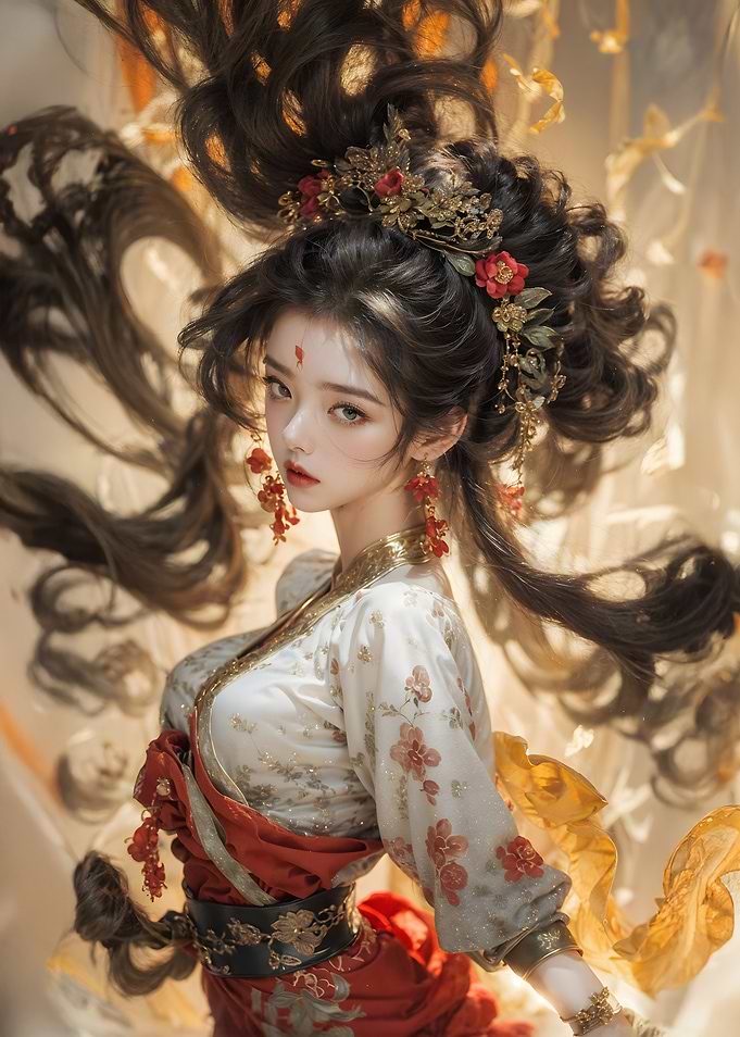 Elegant Woman in Traditional Asian Attire
