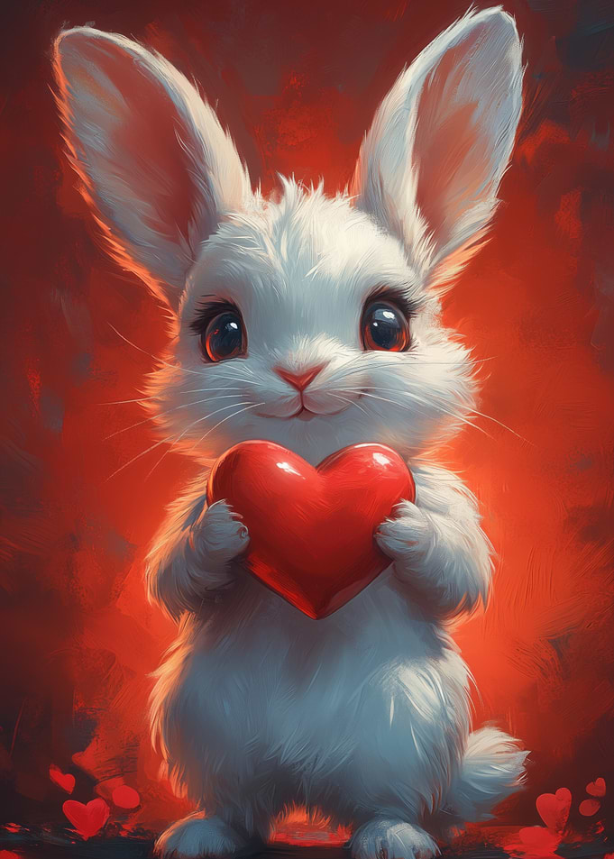 Cute Bunny Holding a Heart