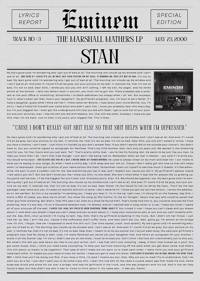 Eminem Stan Lyrics Report