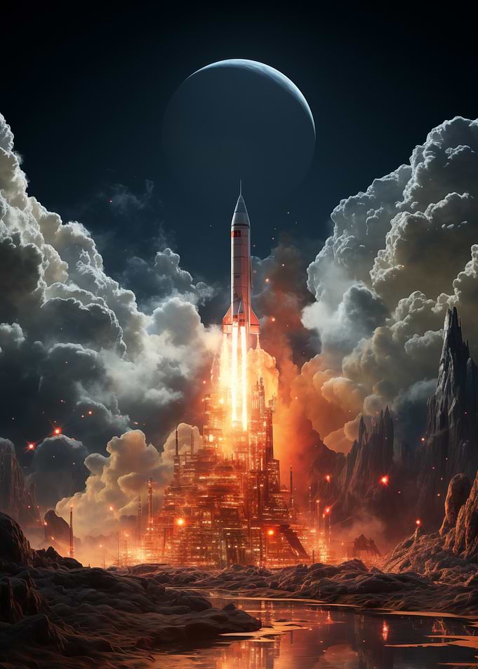 Rocket Launch Over City