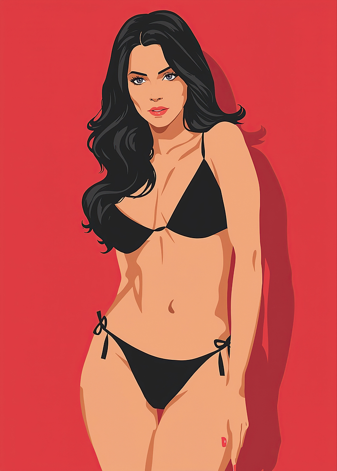 Woman in Black Bikini