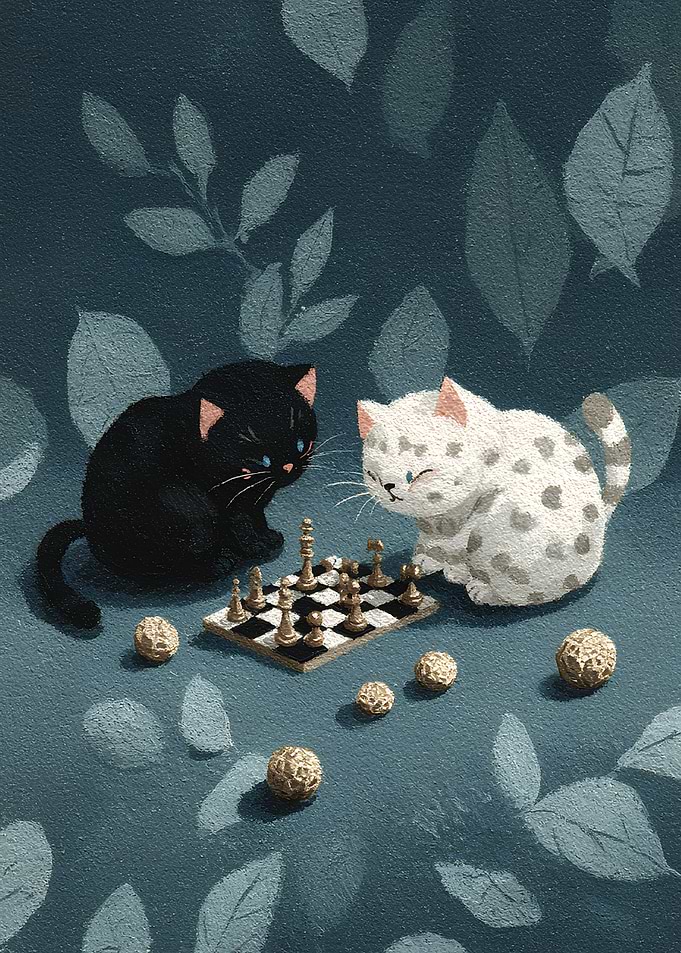 Cats playing chess