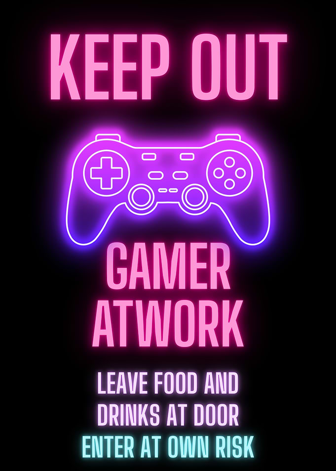Keep Out Gamer At Work Neon Sign