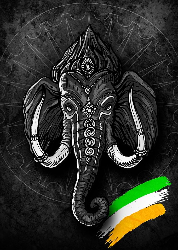 Ganesha with Indian Flag Colors