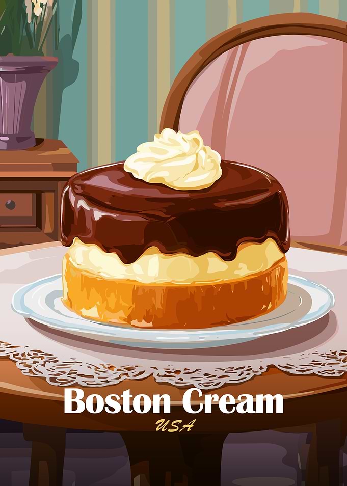 Boston Cream Pie Illustration