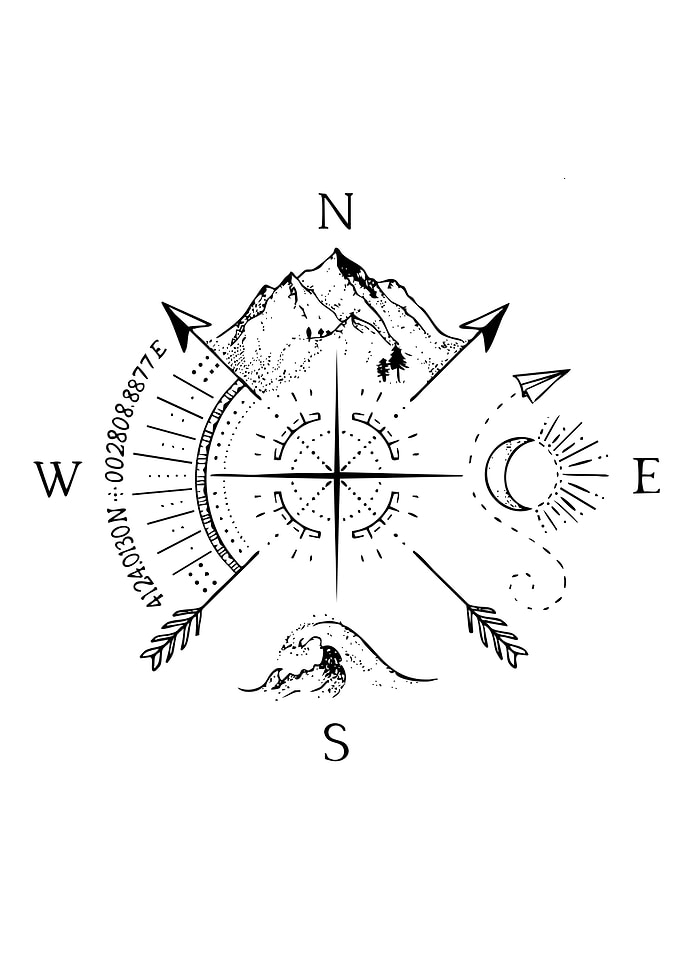 Compass with Nature Elements